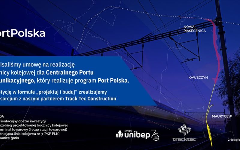 Konsorcjum z udziałem Grupy Unibep z umową na realizację bocznicy kolejowej dla CPK